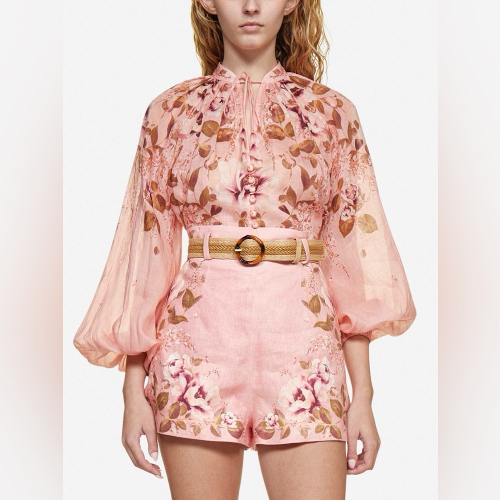 SOLD!! Zimmermann Women's Rosa Floral Tie-Neck Blouse Size 1 US 6-8 New - Picture 1 of 16